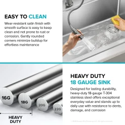 15”Drop In / Top Mount Workstation Single Bowl 18-GaugeStainless SteelBarKitchen Sinkwith Accessories