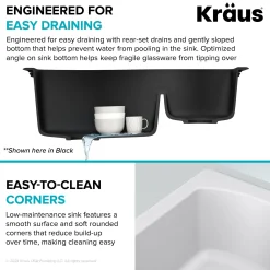 33” Drop-In / Undermount 60/40 Double Bowl Granite Kitchen Sink in White