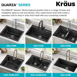 33” Drop-In / Undermount 60/40 Double Bowl Granite Kitchen Sink in Black