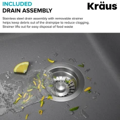 33” Drop In / Undermount 50/50 Double Bowl Granite Kitchen Sink in Grey