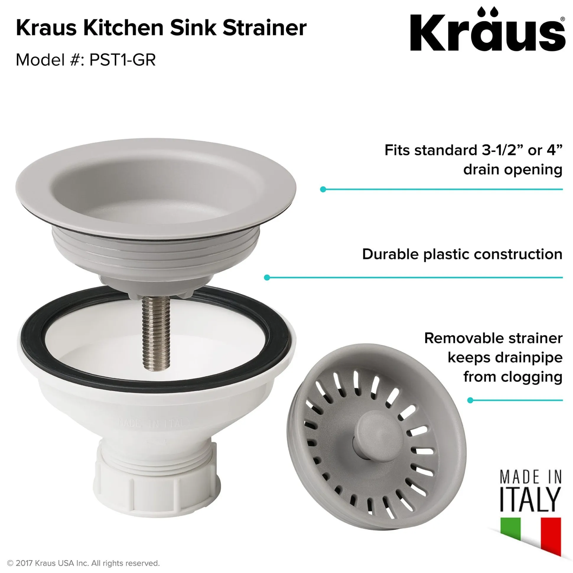 25" Drop-In/Undermount Granite Single Bowl Kitchen Sink and Strainer in Grey