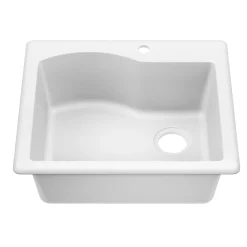 25” Drop-In / Undermount Single Bowl Granite Kitchen Sink in White