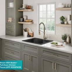 25” Drop-In / Undermount Single Bowl Granite Kitchen Sink in Black