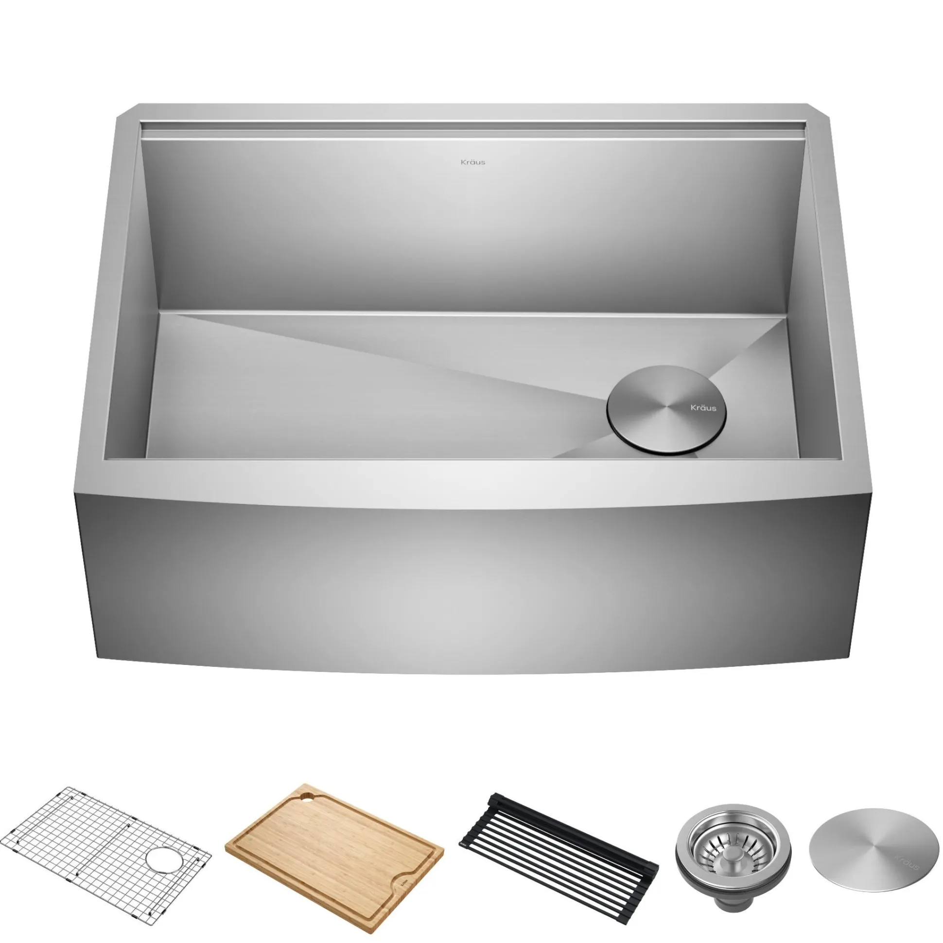 27" Farmhouse Workstation 16 Gauge Single Bowl Stainless Steel Kitchen Sink with Accessories