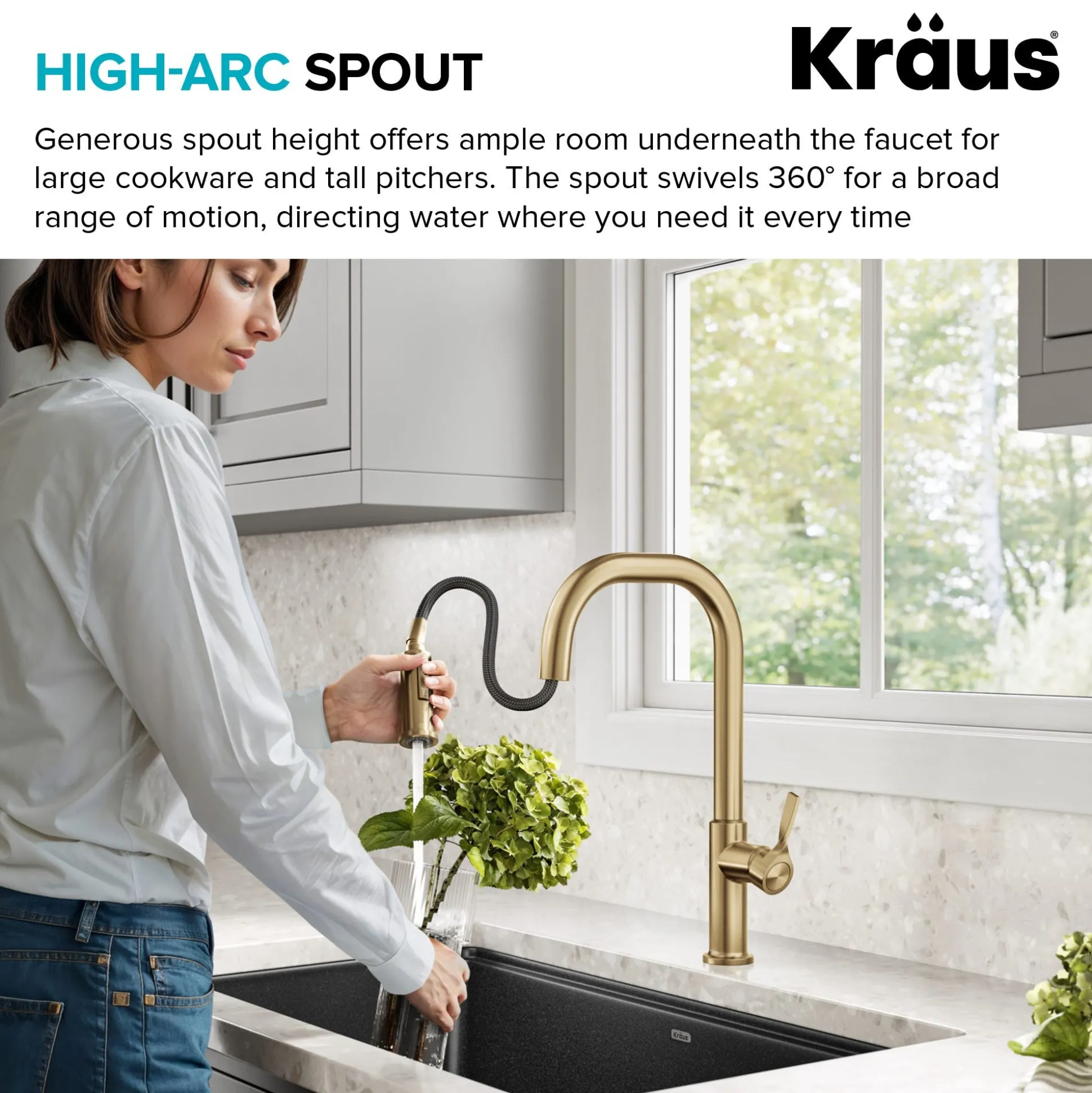 2-Function Single Handle Pull Down Kitchen Faucet in Spot-Free Stainless Steel