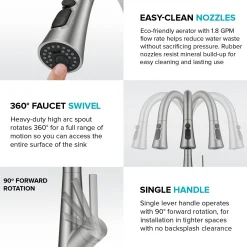 4-Function Single Handle Pull Down Kitchen Faucet with CleanSweep™ Blade Spray in Matte Black