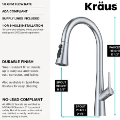 4-Function Single Handle Pull Down Kitchen Faucet with CleanSweep™ Blade Spray in Chrome