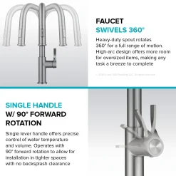 2-Function Single Handle Pull Down Kitchen Faucet in Spot-Free Brushed Brass / Matte Black