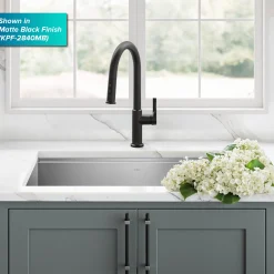 2-Function Single Handle Pull Down Kitchen Faucet in Spot-Free Brushed Brass / Matte Black