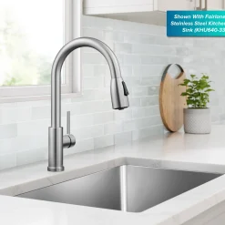 2-Function Single Handle Pull Down Kitchen Faucet in Spot-Free Stainless Steel