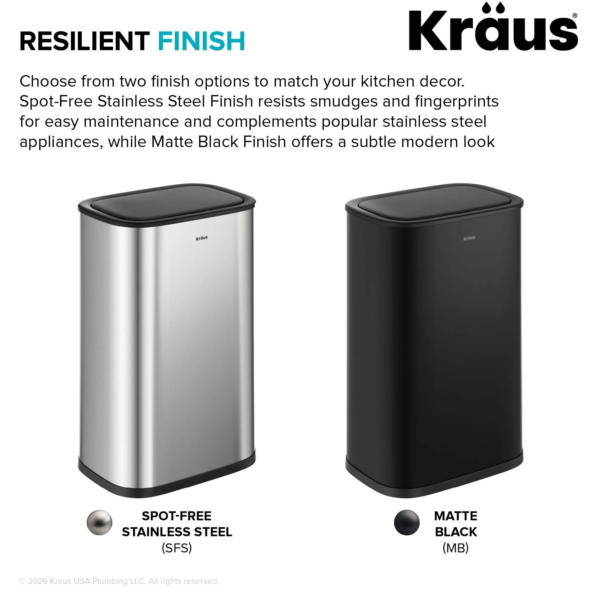 14.5 Gallon / 55 Liter Motion Sensor Kitchen Trash Can in Matte Black with Bag Securing Ring and Soft Close Lid
