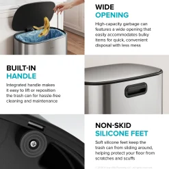 13.2 Gallon / 50 Liter Step Pedal Kitchen Trash Can in Spot-Free Stainless Steel with Removable Inner Bucket and Soft Close Lid