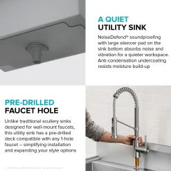 32” 18-Gauge Stainless Steel Single Bowl Freestanding Commercial Style Laundry Utility Sink
