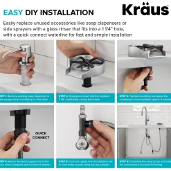 Glass Rinser for Kitchen Sink in Spot-Free Brushed Brass