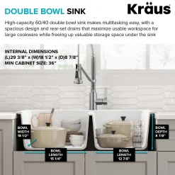 33” Granite Drop In / Undermount 60/40 Double Bowl White Kitchen Sink
