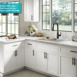 28” Granite Workstation Drop In Top Mount Single Bowl Kitchen Sink in White with Accessories
