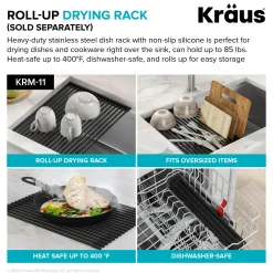 18” Granite Workstation Drop In Top Mount Single Bowl Kitchen Sink in Metallic Black with Accessories