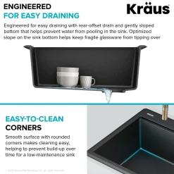 25” Granite Workstation Drop In Top Mount Single Bowl Kitchen Sink in White with Accessories