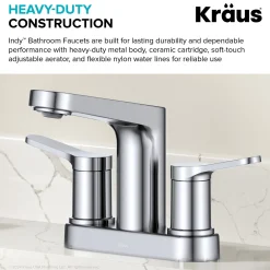 2-Handle 4-inch Centerset Bathroom Faucet in Chrome with Pop Up Drain and Supply Lines