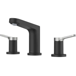 2-Handle 8-inch Widespread Bathroom Faucet in Spot-Free Brushed Nickel / Matte Black with Pop Up Drain and Supply Lines
