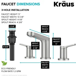 2-Handle 8-inch Widespread Bathroom Faucet in Spot-Free Brushed Nickel with Pop Up Drain and Supply Lines