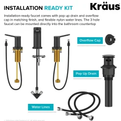 2-Handle 8-inch Widespread Bathroom Faucet in Matte Black with Pop Up Drain and Supply Lines