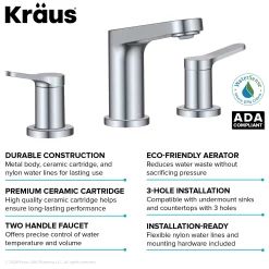2-Handle 8-inch Widespread Bathroom Faucet in Chrome with Pop Up Drain and Supply Lines