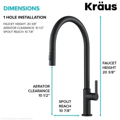 High-Arc Single Handle Pull-Down Kitchen Faucet in Matte Black