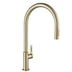 High-Arc Single Handle Pull-Down Kitchen Faucet in Spot Free Antique Champagne Bronze