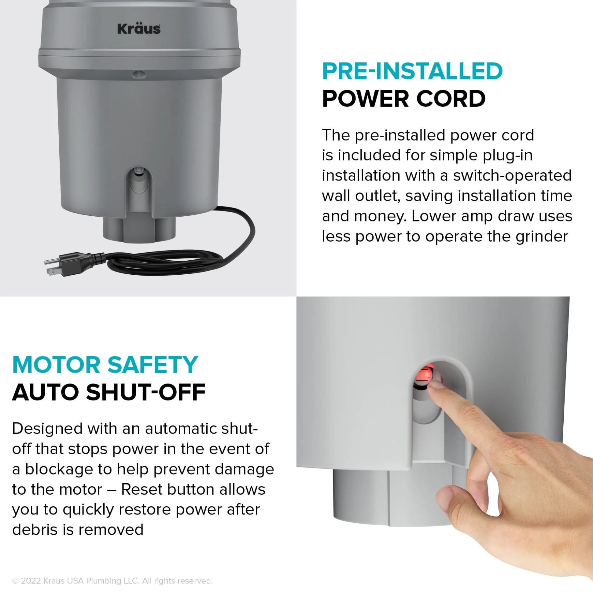 High-Speed 1 HP Continuous Feed Ultra-Quiet Motor Garbage Disposal with Power Cord and Flange Included and Universal Mount