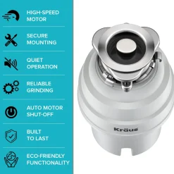1 HP Continuous Feed Garbage Disposal with Ultra-Quiet Motor for Kitchen Sink with Power Cord and Flange Included