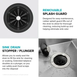 1 HP Continuous Feed Garbage Disposal with Ultra-Quiet Motor for Kitchen Sink with Power Cord and Flange Included