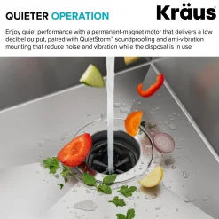 1/2 HP Continuous Feed Garbage Disposal with Ultra-Quiet Motor for Kitchen Sink with Power Cord and Flange Included