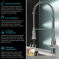 2-in-1 Commercial Style Pull-Down Single Handle Water Filter Kitchen Faucet in Spot Free Stainless with Purita™ 2-Stage Under-Sink Filtration System