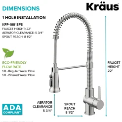 2-in-1 Commercial Style Pull Down Single Handle Water Filter Faucet for Reverse Osmosis or Water Filtration System in Spot Free Stainless Steel