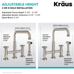 Industrial Bridge Kitchen Faucet and Water Filter Faucet Combo in Spot Free Stainless Steel