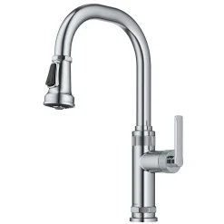 Industrial Pull-Down Single Handle Kitchen Faucet in Chrome
