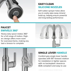 Industrial Pull-Down Single Handle Kitchen Faucet in Spot-Free Black Stainless Steel