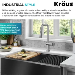 Industrial Pull-Down Single Handle Kitchen Faucet in Spot-Free Stainless Steel