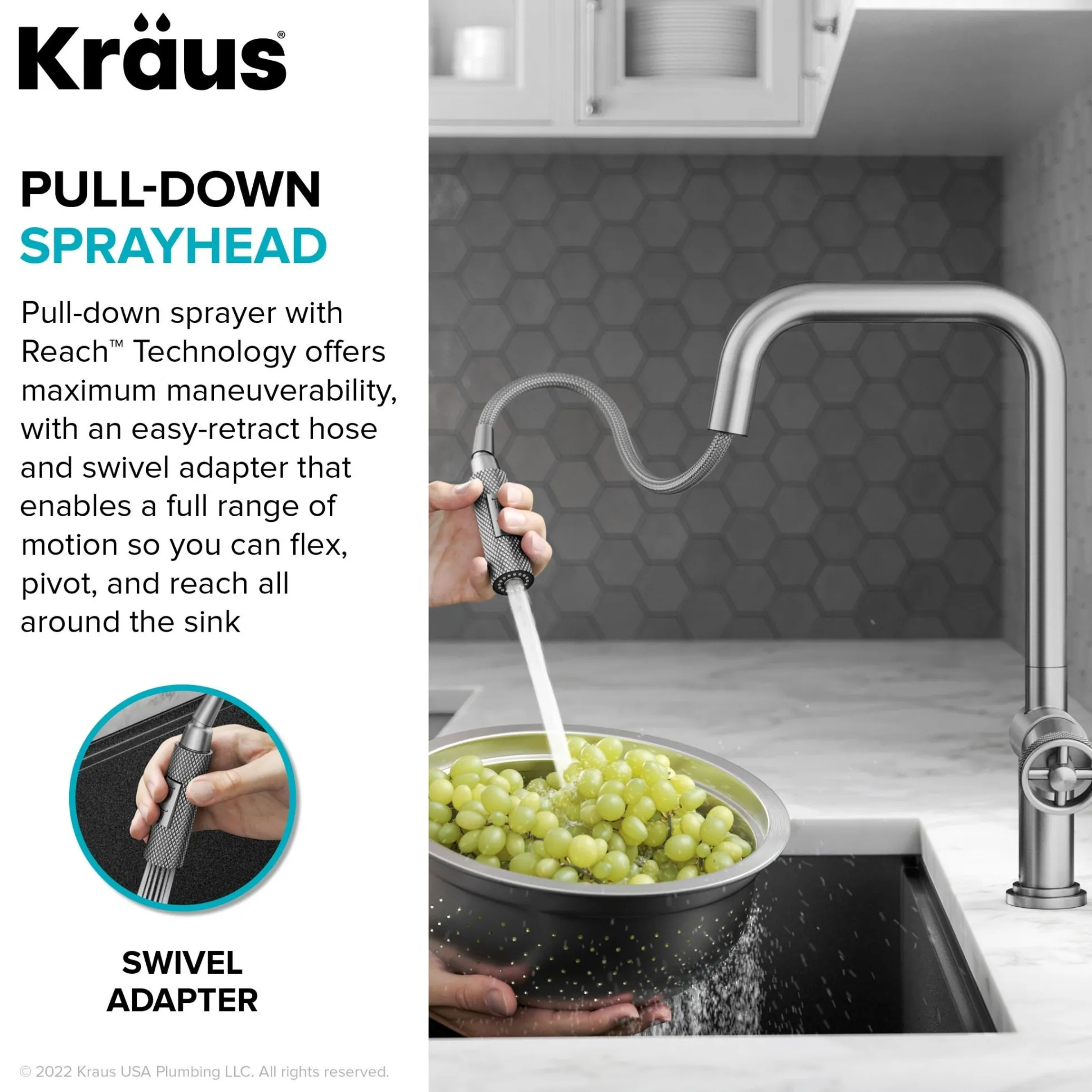 Industrial Pull-Down Single Handle Kitchen Faucet in Spot-Free Stainless Steel