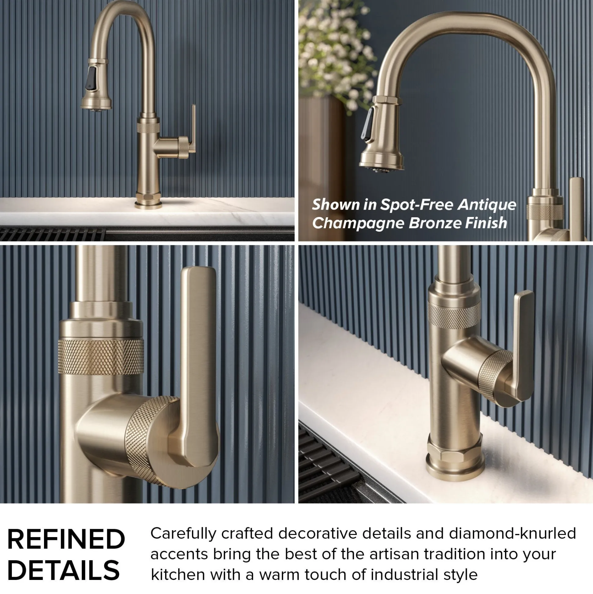 Industrial Pull-Down Single Handle Kitchen Faucet in Spot-Free Stainless Steel
