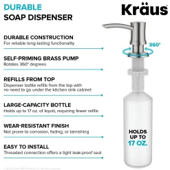 Kitchen Soap and Lotion Dispenser in Spot-Free Stainless Steel