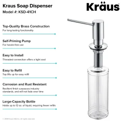 Kitchen Soap and Lotion Dispenser in Chrome
