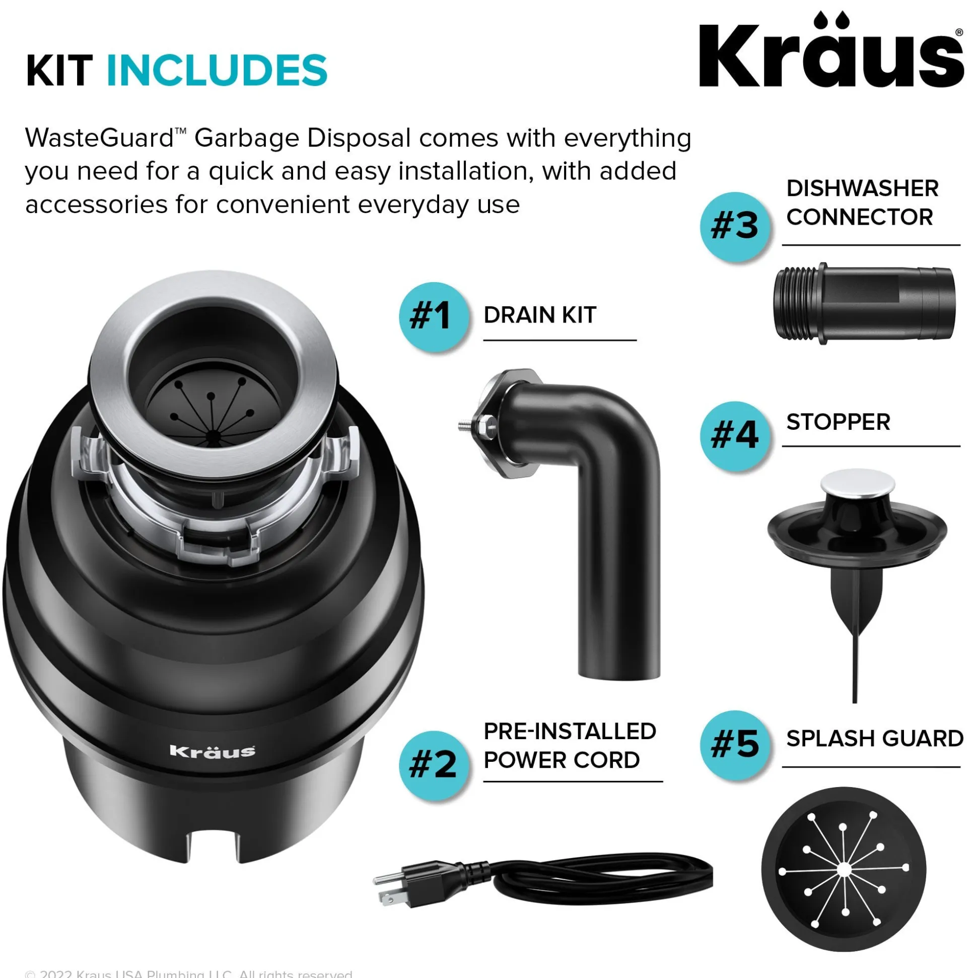 Kore™ Workstation 32-inch Undermount 16 Gauge Single Bowl Stainless Steel Kitchen Sink with WasteGuard™ 1 HP Continuous Feed Garbage Disposal