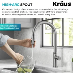 Modern Industrial Pull-Down Single Handle Kitchen Faucet in Spot Free Stainless Steel