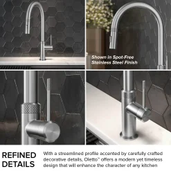 Modern Industrial Pull-Down Single Handle Kitchen Faucet in Spot Free Stainless Steel