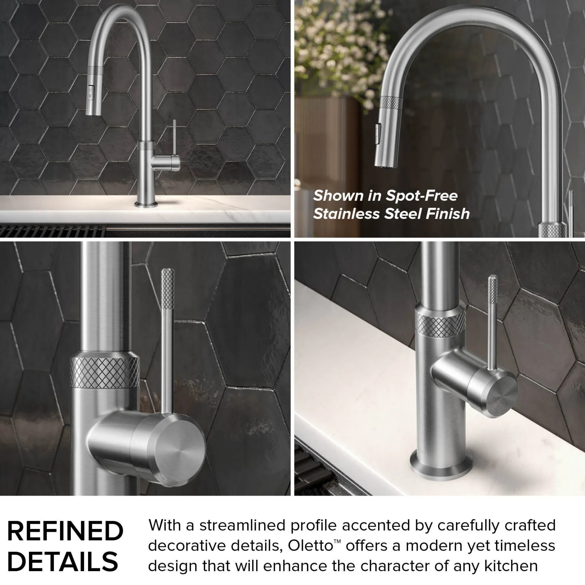 Modern Industrial Pull-Down Single Handle Kitchen Faucet in Spot Free Stainless Steel