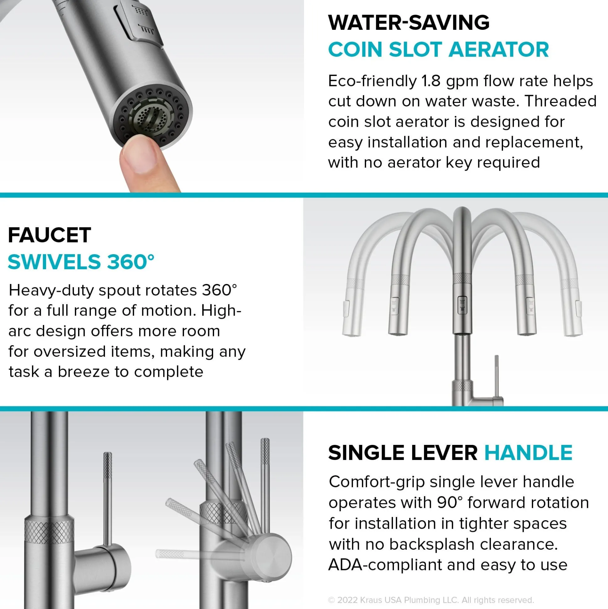 Modern Industrial Pull-Down Single Handle Kitchen Faucet in Spot Free Stainless Steel