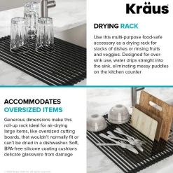 Multipurpose Over Sink Roll-Up Dish Drying Rack in Black