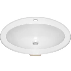 22” Oval Porcelain CeramicSelf-Rimming Drop-InTop MountBathroom Sinkin Whitewith OverflowDrain